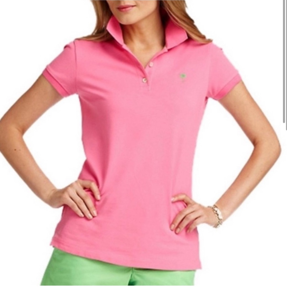 Polo shirt white label shrunken style Bermuda pink Lilly Pulitzer vintage top